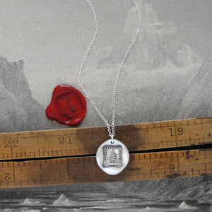 Unique Be Yourself - Silver Wax Seal Necklace With Leaning Fir Tree