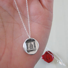 Load image into Gallery viewer, Unique Be Yourself - Silver Wax Seal Necklace With Leaning Fir Tree
