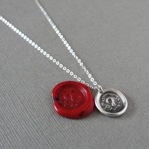Life In The Blood - Silver Wax Seal Necklace Tiny Pelican In Piety Sacrifice