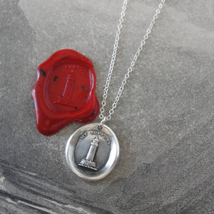 My Support - Silver Lighthouse Wax Seal Necklace - Beacon Of Light - RQP Studio