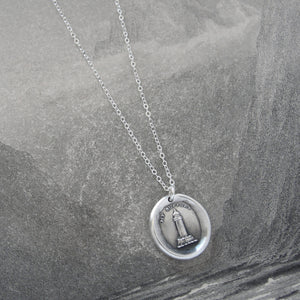 My Support - Silver Lighthouse Wax Seal Necklace - Beacon Of Light - RQP Studio