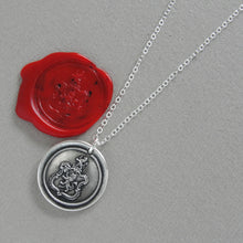 Load image into Gallery viewer, Rampant Lion Crest Wax Seal Necklace - Antique Silver Bravery Jewelry
