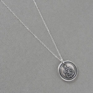 Rampant Lion Crest Wax Seal Necklace - Antique Silver Bravery Jewelry
