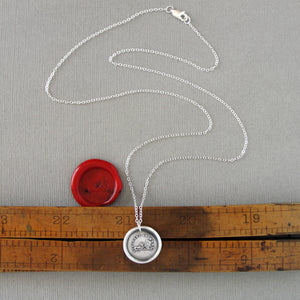 A Lion In The Mirror - Wax Seal Necklace In Silver - Antique Wax Seal Jewelry Bravery Courage Strength