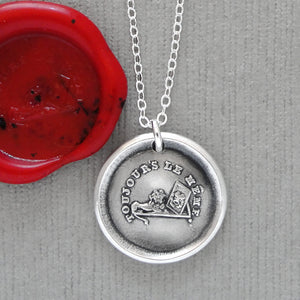 A Lion In The Mirror - Wax Seal Necklace In Silver - Antique Wax Seal Jewelry Bravery Courage Strength