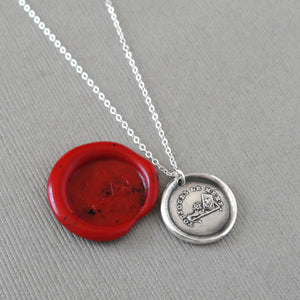 A Lion In The Mirror - Wax Seal Necklace In Silver - Antique Wax Seal Jewelry Bravery Courage Strength