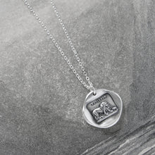Load image into Gallery viewer, Lion and Mouse Wax Seal Necklace - Silver Aesop Fable Jewelry
