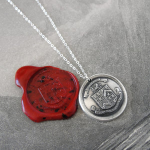 What Do We Desire Beyond Heaven? Silver Wax Seal Necklace Live Life Motto