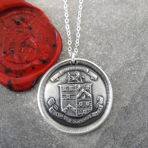 What Do We Desire Beyond Heaven? Silver Wax Seal Necklace Live Life Motto