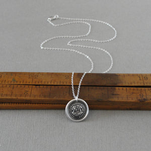 In Vain Destiny Separates Us - Silver Wax Seal Necklace With Trees