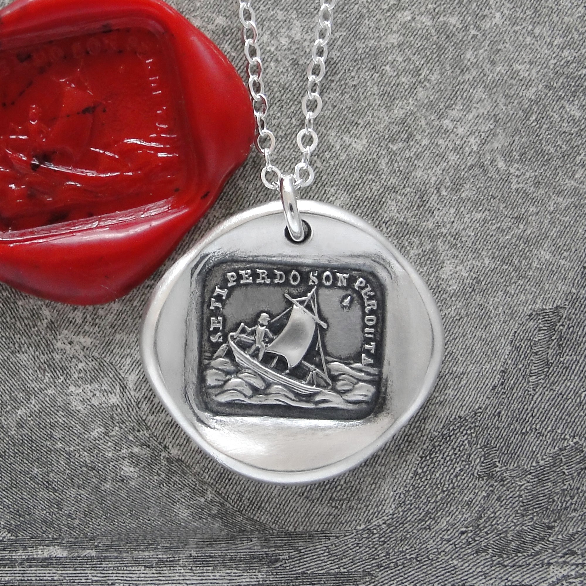 If I Lose You I Am Lost - Wax Seal Necklace Antique Silver Jewelry