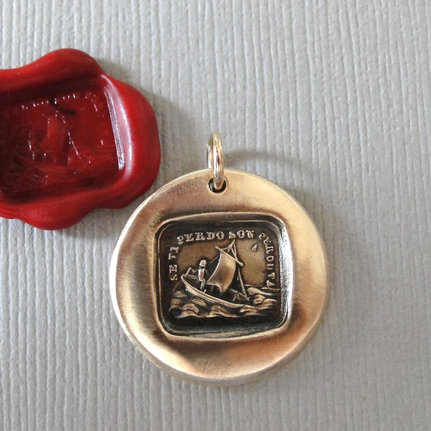 If I Lose You I Am Lost - Wax Seal Charm - Antique Bronze Italian Love Pendant
