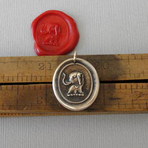 Good Luck Elephant - Wax Seal Pendant Lucky Symbol Antique Bronze Jewelry