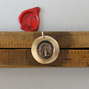 With A Strong Hand - Wax Seal Pendant Dagger Antique Bronze Jewelry
