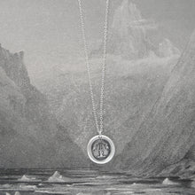 Load image into Gallery viewer, With A Strong Hand - Silver Wax Seal Necklace With Dagger Manu Forti
