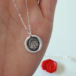 With A Strong Hand - Silver Wax Seal Necklace With Dagger Manu Forti
