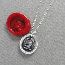 Load image into Gallery viewer, Meditate - Lion Wax Seal Necklace - Antique Silver Meditation Mantra Jewelry
