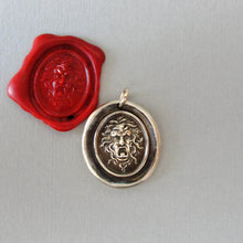 Load image into Gallery viewer, Medusa Wax Seal Pendant - Guardian Protectress - antique wax seal charm jewelry Greek Mythology Gorgoneion protective amulet
