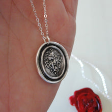 Load image into Gallery viewer, Medusa - Silver Wax Seal Necklace - Guardian Protectress Gorgoneion Protective Amulet - RQP Studio
