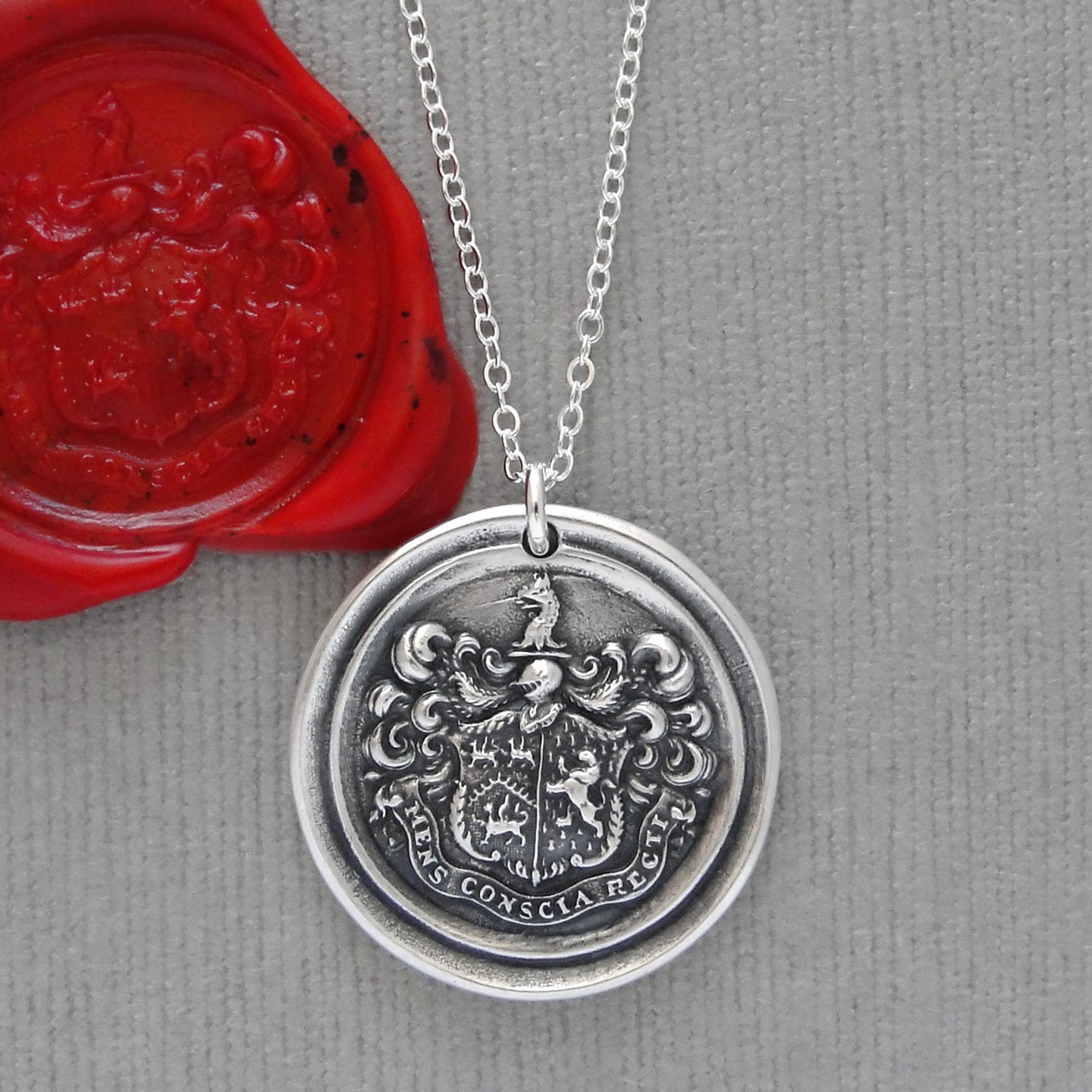 Silver Griffin Wax Seal Necklace - A Mind Aware Of What Is Right