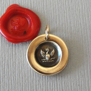 Miniature Phoenix Wax Seal Charm - antique wax seal jewelry with Mythical Phoenix Rising From Ashes