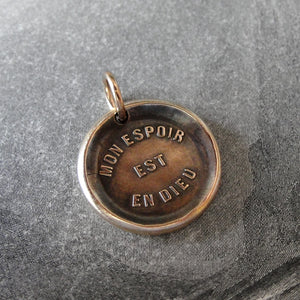 My Hope Is In God Wax Seal Pendant - antique wax seal jewelry charm Christian Religious Devotion - RQP Studio