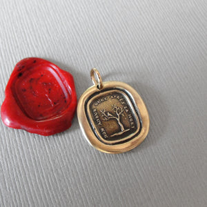 Mourning Wax Seal Jewelry Charm - My Love Lasts After Death - Antique Bronze Pendant