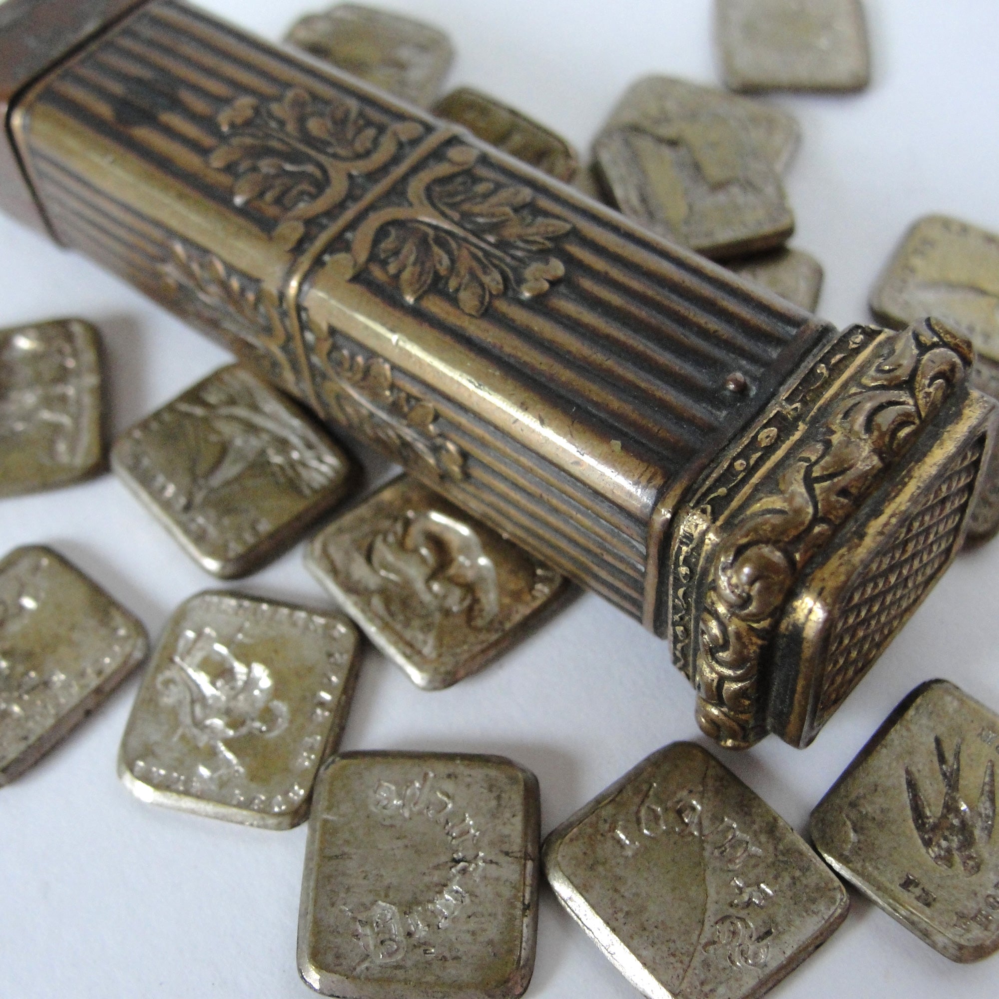 Rare 1700s Georgian Era 18k Gold Writer's Wax Seal Sceau, Etui Wax Holder  4-5/8