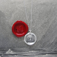 Load image into Gallery viewer, Mythical Phoenix Rising From The Ashes - Silver Wax Seal Necklace - RQP Studio
