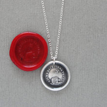 Load image into Gallery viewer, Wax Seal Necklace Who Neglects Me Loses Me - Silver Antique Wax Seal Birdcage Jewelry
