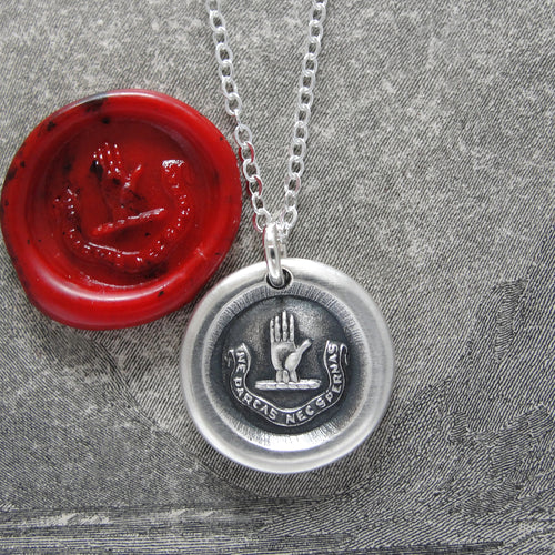 Neither Spare Nor Dispose - Silver Wax Seal Necklace With Hand Oath
