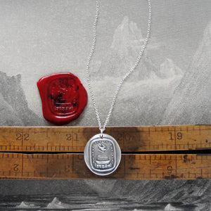 Silver Noah's Ark Wax Seal Necklace - No Rest But In The Ark - RQP Studio