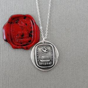 Silver Noah's Ark Wax Seal Necklace - No Rest But In The Ark - RQP Studio