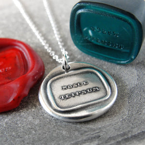 Know Thyself - Wax Seal Necklace In Silver With Latin Nosce Teipsum - RQP Studio
