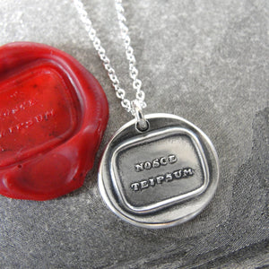 Know Thyself - Wax Seal Necklace In Silver With Latin Nosce Teipsum - RQP Studio