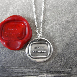 Know Thyself - Wax Seal Necklace In Silver With Latin Nosce Teipsum - RQP Studio