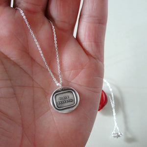 Know Thyself - Wax Seal Necklace In Silver With Latin Nosce Teipsum - RQP Studio