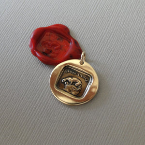 Take Care - Wax Seal Charm Crouching Panther - Be Careful - Antique Bronze Wax Seal Jewelry Pendant