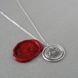 Pegasus Wax Seal Necklace - Always Faithful - Antique Silver Winged Horse Wax Seal Jewelry
