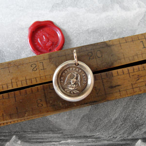 Phoenix Wax Seal Charm - Rise Again - antique wax seal jewelry pendant French motto I Suffer Alone - RQP Studio