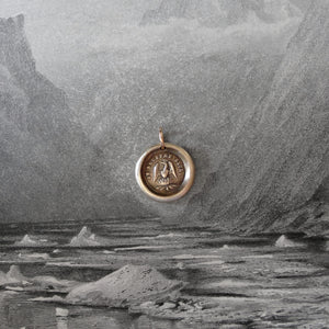 Phoenix Wax Seal Charm - Rise Again - antique wax seal jewelry pendant French motto I Suffer Alone - RQP Studio