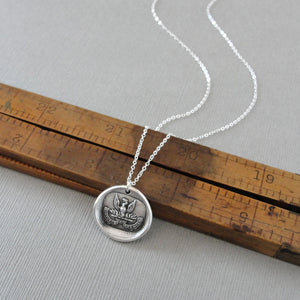 Phoenix Wax Seal Necklace - Courage And Its Reward Antique Silver Wax Seal Charm Jewelry