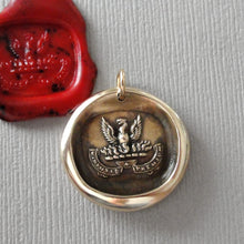 Load image into Gallery viewer, Courage And Its Reward - Wax Seal Pendant Phoenix Rising - Antique Bronze Wax Seal Charm Jewelry
