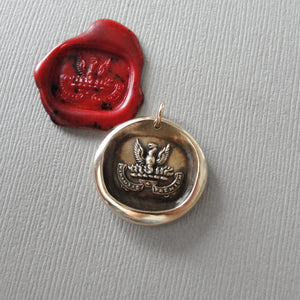 Courage And Its Reward - Wax Seal Pendant Phoenix Rising - Antique Bronze Wax Seal Charm Jewelry
