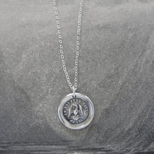 Load image into Gallery viewer, Phoenix Wax Seal Necklace - I Suffer Alone - antique Mythical Phoenix in silver - RQP Studio
