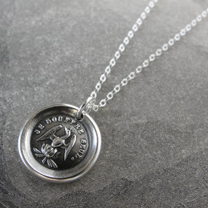 Phoenix Wax Seal Necklace - I Suffer Alone - antique Mythical Phoenix in silver - RQP Studio