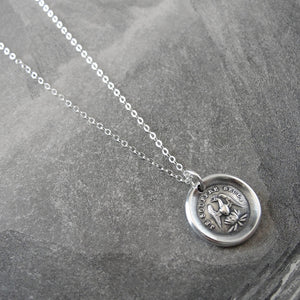 Phoenix Wax Seal Necklace - I Suffer Alone - antique Mythical Phoenix in silver - RQP Studio
