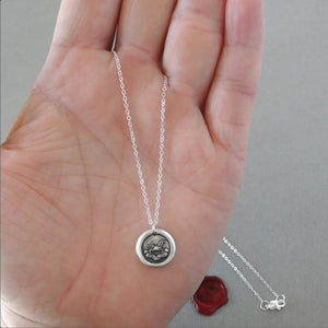 Keep Pushing - Wax Seal Necklace With Plough - Antique Silver Wax Seal Jewelry - Don't Give Up