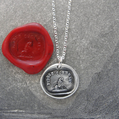 Lovable and Faithful - Silver Wax Seal Necklace with Poodle Dog - RQP Studio