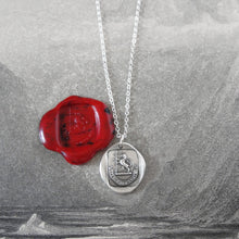 Load image into Gallery viewer, Proceed With Caution - Silver Wax Seal Necklace - Rampant Lion Flag Bearer Bravery - RQP Studio
